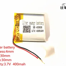10 шт./лот 3,7 в 400 мАч 403030 литий-полимерный литий-ионный аккумулятор для Mp3 MP4 MP5