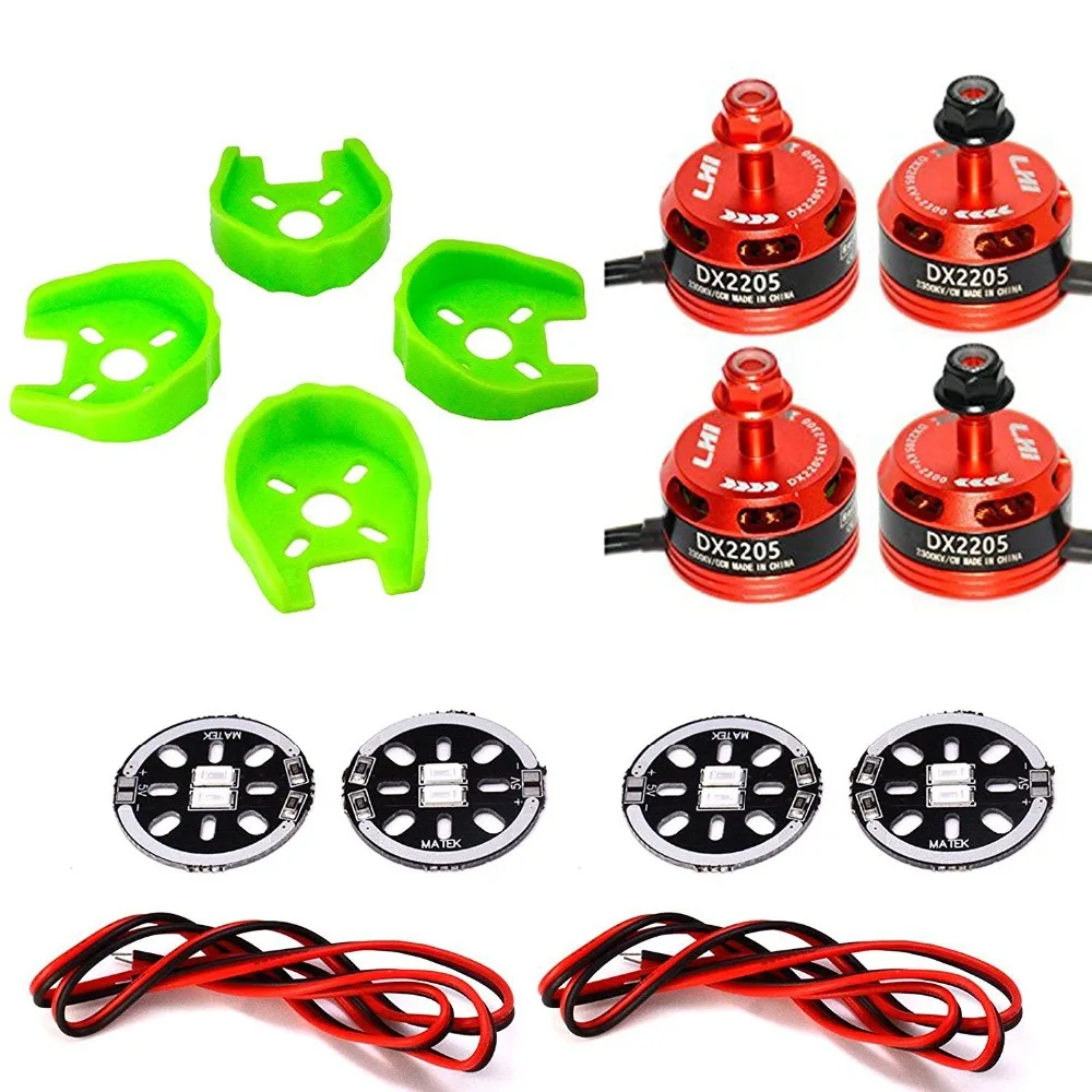 

LHI DX2205 2300KV RC Brushless Motor + 4 Pcs Motors Protected Base +4 Pcs LED Circle Board for FPV Racing Drones (2CW + 2CCW)