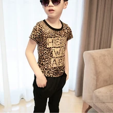 2016 New Casual Boys Sport Set Children Suit Baby Kids Tracksuit Fashion Leopard Grain summer Children suits Outwear
