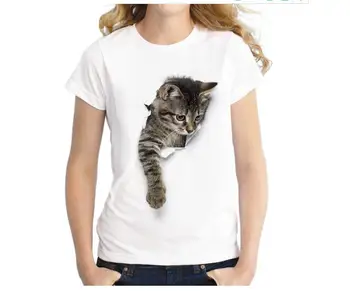 

2020 Summer Cute Cat 3D Lovely T Shirt Women Printing Originality O-Neck Short Sleeve Tshirt Top Tee S-6XL