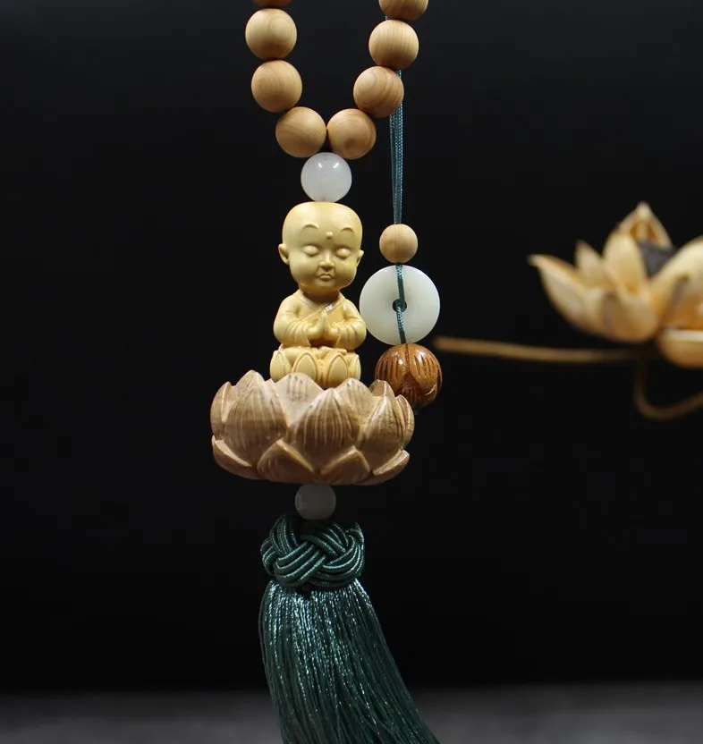 

Car pendant, mahogany lotus, safe, high-grade, boxwood, carved Buddha statue, interior mirror decoration