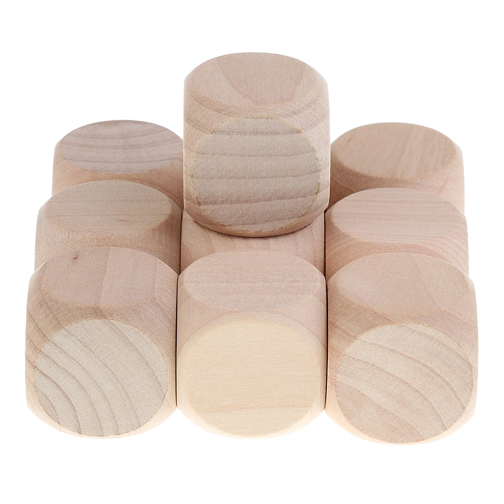 10PCS Wooden Craft Blank Dice Natural Wood Blocks Kids Art Craft Stacking Block 3cm