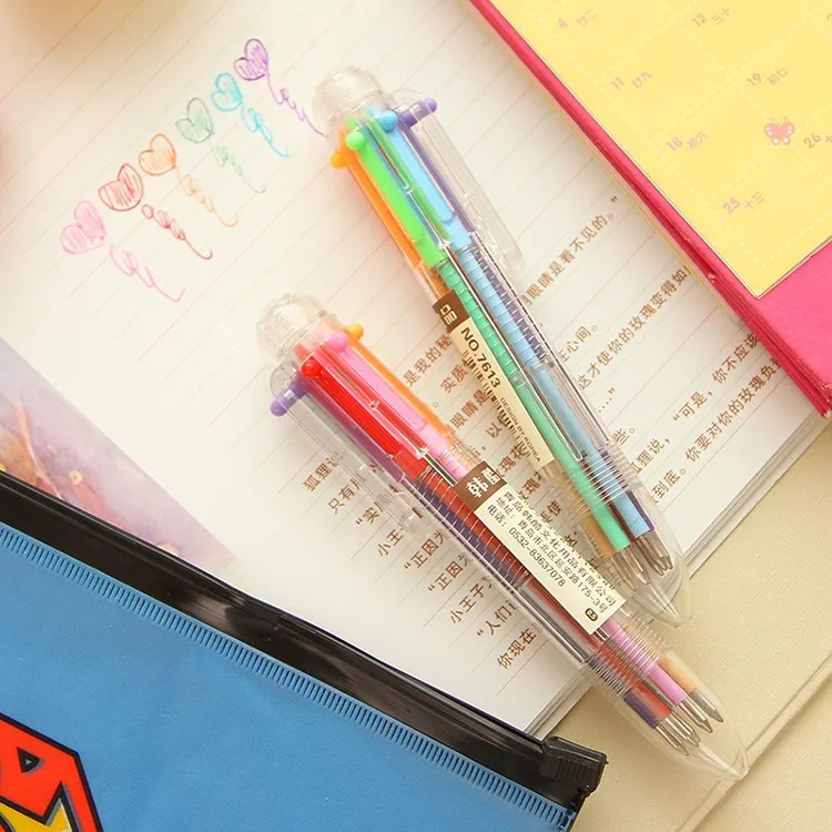 1 шт. DIY креативные новые пишущие Цветные Разноцветные шариковые ручки милые 6 в 1 цвета офисные школьные канцелярские принадлежности акция подарок