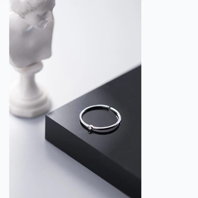 MloveAcc Anti-allergy Original 925 Sterling Silver Wedding Couples Rings Smooth Simple CZ Engagement Ring for Men and Women