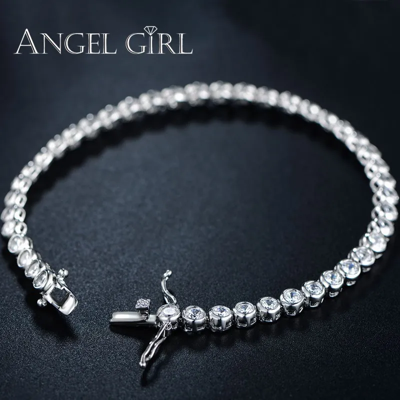 Angel girl Модные женские роскошные белые золотые цвета Круглый, прозрачный CZ теннисные браслеты и браслеты для элегантные вечерние ювелирные изделия