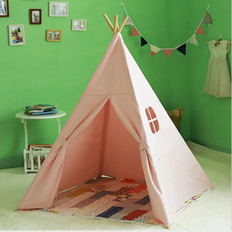Beautiful Tents For Kids Part - 2: Four Poles Children Teepees Kids Play Tent Cotton Canvas Teepee White Playhouse For Baby Room Tipi-in Crib Netting From Mother U0026 Kids On Aliexpress.com ...