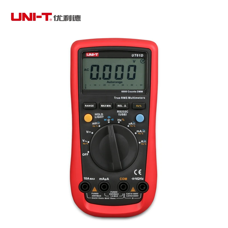 

UNI-T UT61D Digital Multimeter Auto Range True RMS DMM AC/DC V/A Ohm Freq B0632