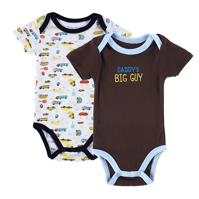 2piecespack Short-Sleeved Baby Infant Cartoon Bodysuits Boy Jumpsuits Printed Newborn Clothhes 2016 New Free Shipping