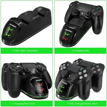 

For PS4/PS4 Slim/PS4 Pro Gamepad Updated Controller Charger Charging Docking Station W/ LED Light Indicators and bottom light