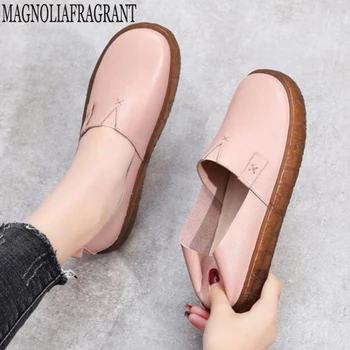 

new Women Shoes Genuine Leather Women Ballet Flats Nurse Shoes Moccasins Causal Shoes Cowhide Woman Loafers white sneakers c887