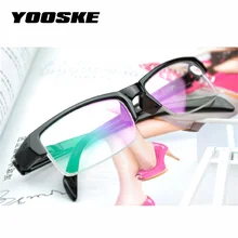 YOOSKE близорукость очки для мужчин и женщин черный половина рамки смолы рецепт очки+ 1,0 1,5 2,0 2,5 3,0 3,5 4,0