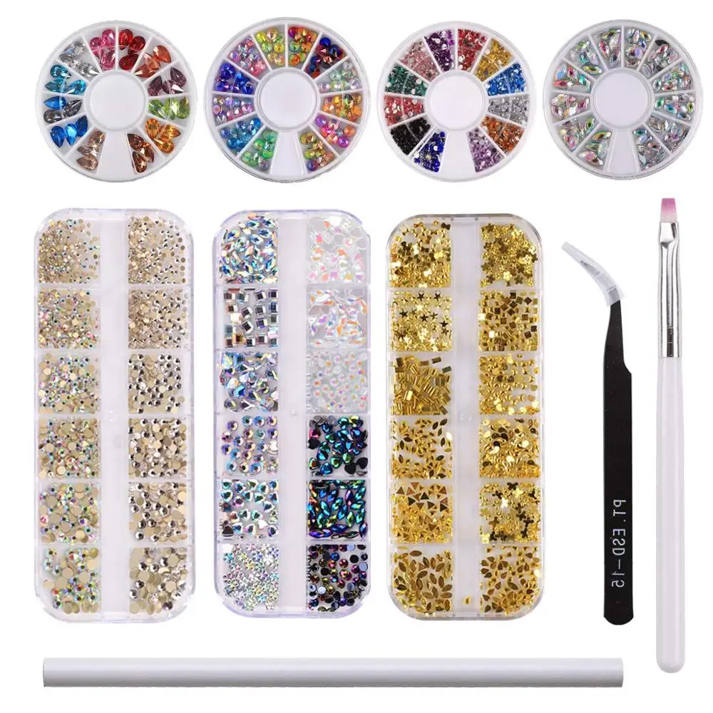 

Makartt 3200PCS Nail Rhinestones Kit Nail Art Decoration 3D Crystals for Nails Various Gems Pick up Tweezers Nail Pencil Brush
