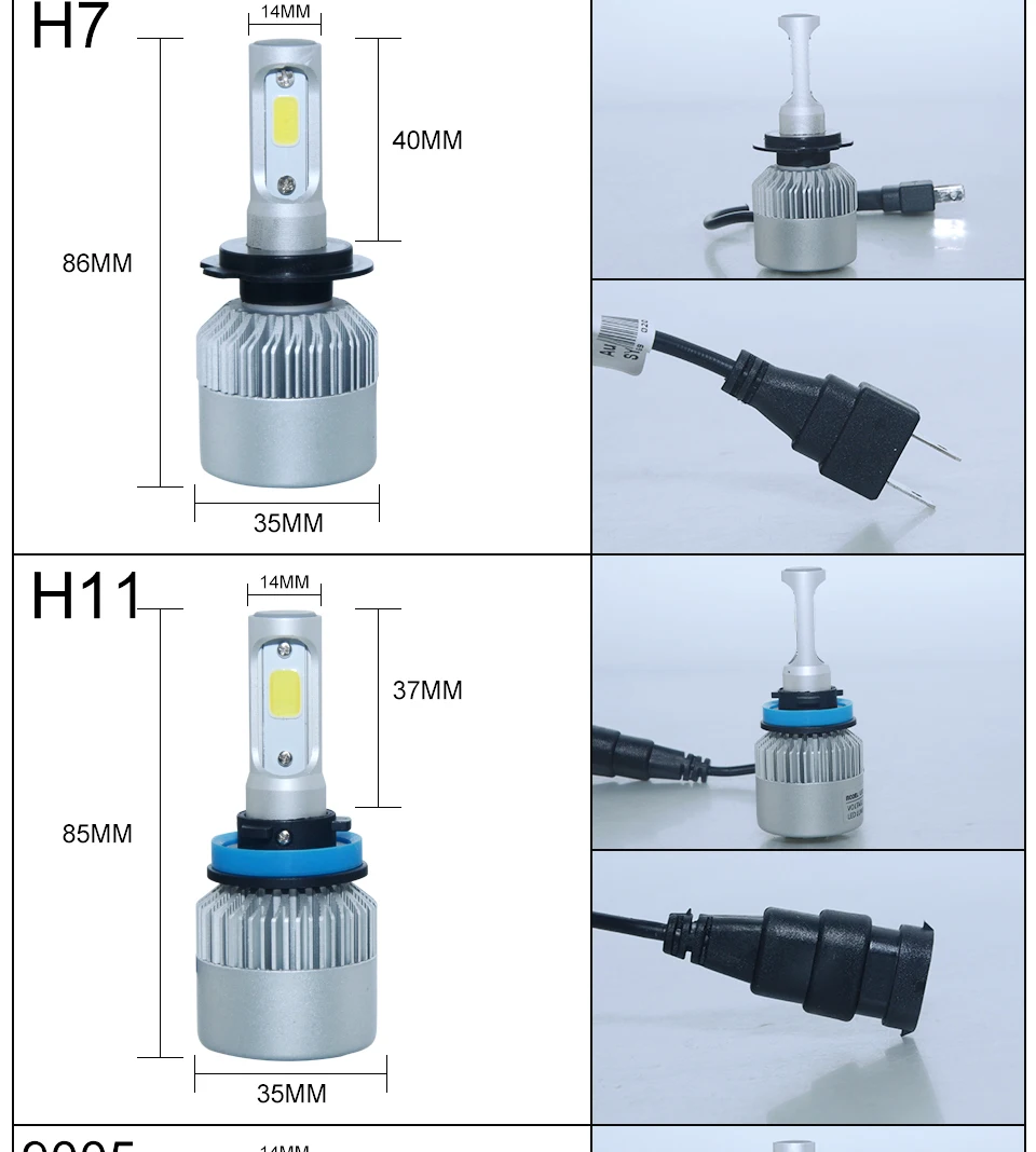 Автомобильный светодиодный автомобилей головной светильник H7 H4 светодиодный H8 H11 HB3 9005 HB4 9006 H1 H3 9012 H13 9007 72 Вт 8000lm Авто лампы фары 6000 К светильник для автомобилей