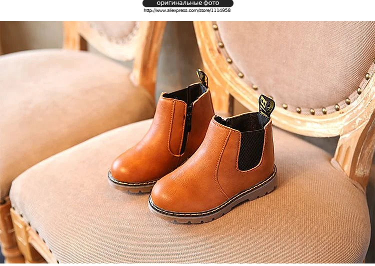 2018 Children Martin Boots Classic Style Plush Kids Boots Snow Pu Leather Warm Winter Shoes Rubber Falt Boys Girls Boots 569 (9)