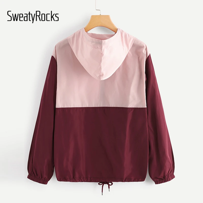 SweatyRocks الرباط عقدة الكنغر جيب مقنعين سترة النساء أكتيفيوير Colorblock قمم 2019 الربيع عارضة معاطف وسترات SweatyRocks الرباط عقدة الكنغر جيب مقنعين سترة النساء أكتيفيوير Colorblock قمم 2019 الربيع عارضة معاطف وسترات
