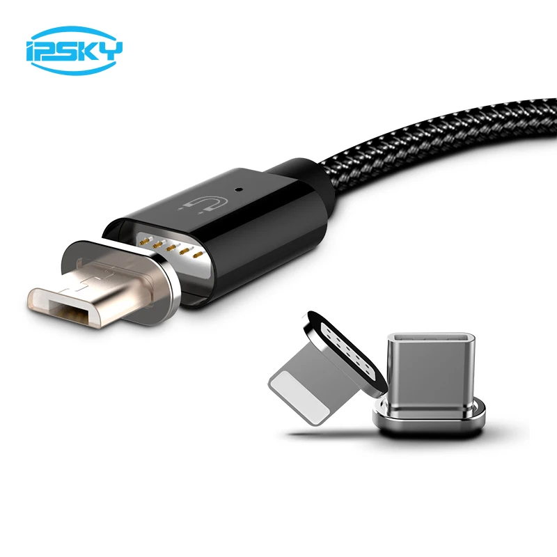  IPSKY 3 in 1 USB Cable Magnetic Charging Cord For Iphone 8 7 Xr Cables Fast Charge Cables For Samsu