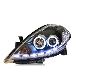 

VLAND factory for Car head lamp for Tiida LED Headlight 2007-2010 Head light with xenon HID projector lens and angel eyes