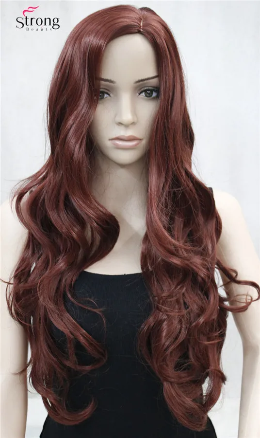 E-9860 131 Bright Burgundy Long nature wavy wig