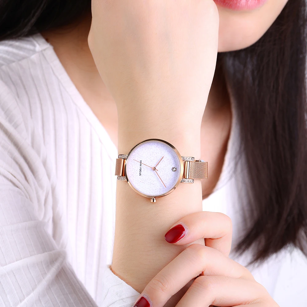MINIFOCUS Women Watch 2018 New Starry Sky Fashion Dress Wristwatch Ladies Business Quartz Clock Blue Luxury Girls Bracelet Watch