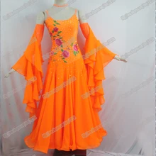 Современное Танго вальс бальное платье для танцев, бальное платье из гладкой ткани, стандартный бальный зал платье девочек B-0034