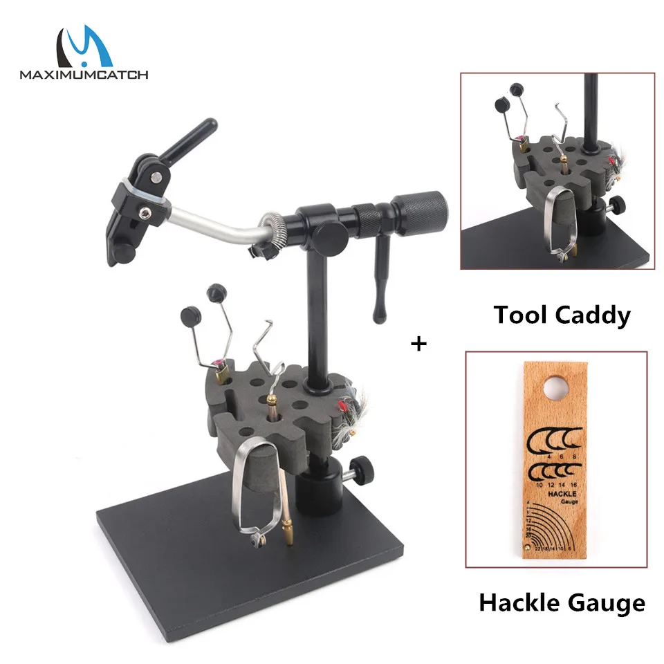 

Maximumcatch Iron Rotary Hard Jaws Machine Cut Fly Tying Vise with Hackle Gauge & EVA Foam Tool Post Caddy