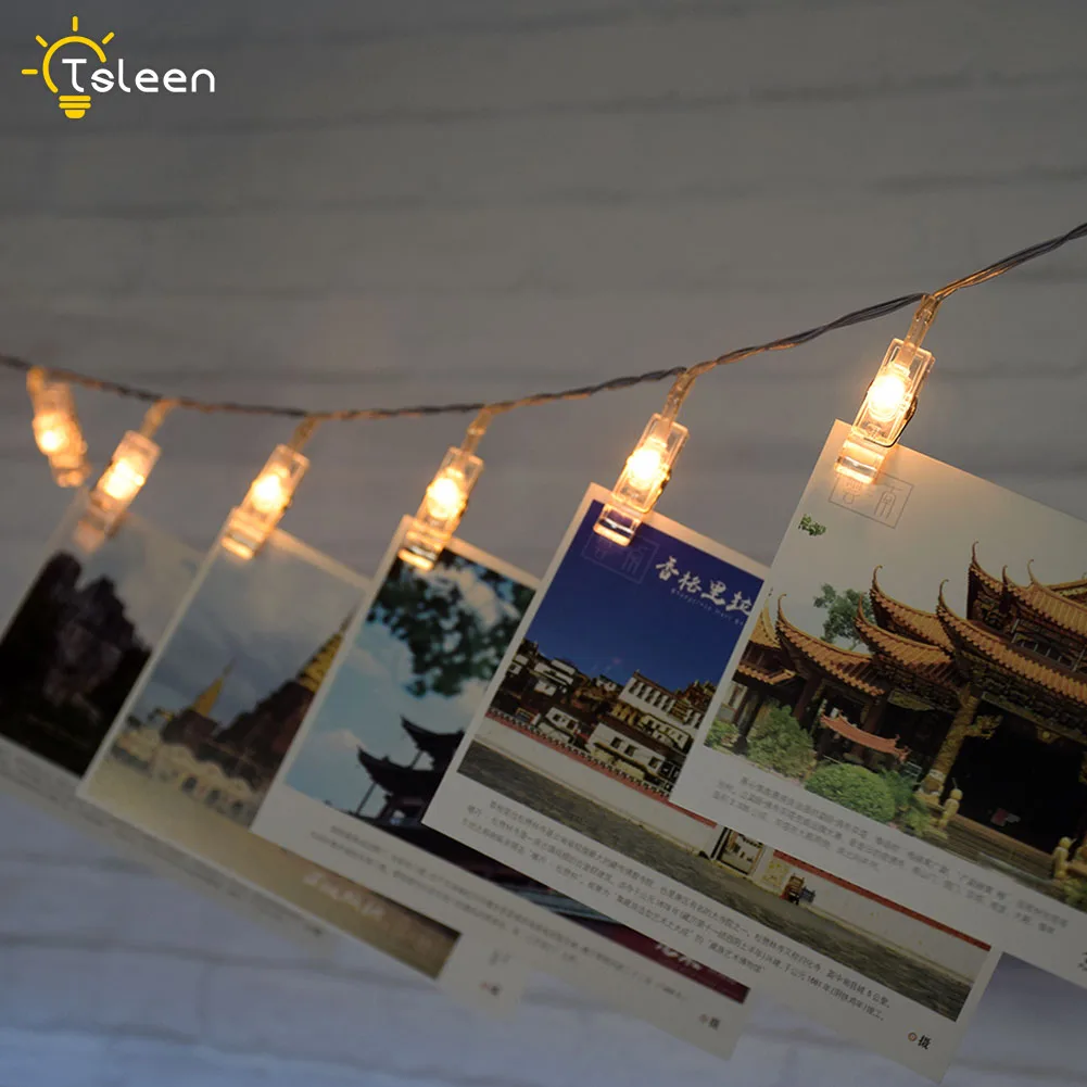 

Garland Battery Powered Photo Clip String Lights Gerlyanda Decorative LED Christmas Lights For Party Holiday Decoration
