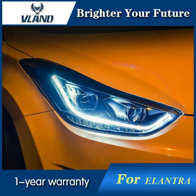 Vland светодиодный фонарь для Hyundai Elantra 2012 2013 2014 2015 головная лампа DRL Объектив