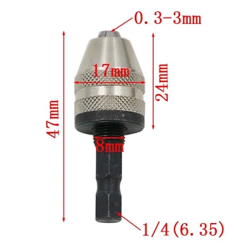 

Keyless Drill Chuck Screwdriver Impact Driver Adaptor 1/4 '' Hex Shank Drill Bit Tool Quick Change Convertor Adapter