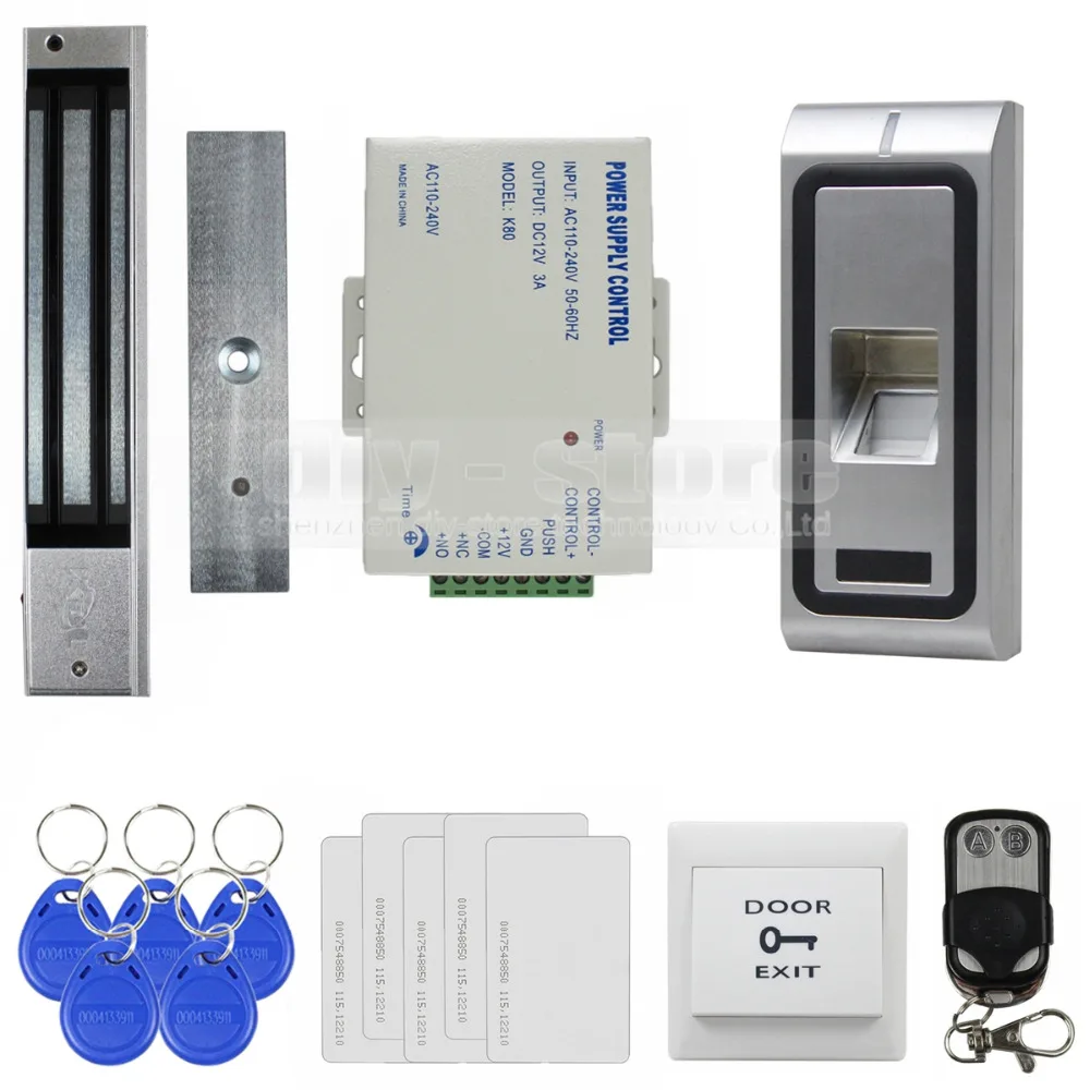 DIYSECUR Fingerprint 125KHz RFID ID Card Reader Metal Case Door Access