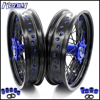 

3.5/4.25*17" Spoked Supermoto Wheels Set For YAMAHA WR250F 2001-2018 WR450F 2003-2018 SupermotardBlack Spoke