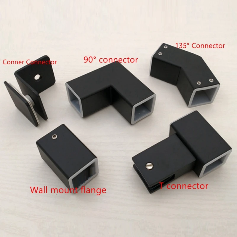 

Black Pipe Connector Conner Connector for 25mm x 25mm Pipe for Shower Glass Shower Enclosure Support Bar Fixing Accessories