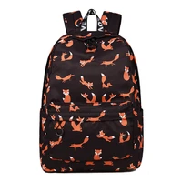 2023 New Waterproof Backpack For Women Cute Fox Printing Backpack Student Cartoon School Bags  Large Size Laptop Bookbag MN1401 1