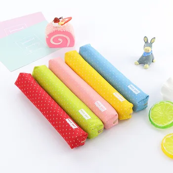 

New Cute Kawaii Canvas pen bag candy color pencil case Stationery gift office school supplies pencilcase pencil bag box BD31