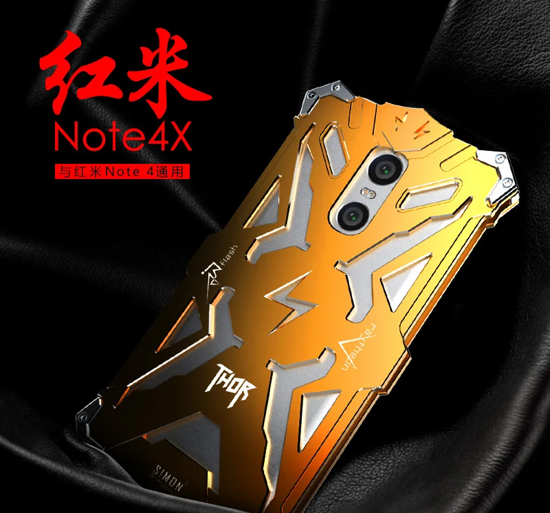 Simon Case For Xiaomi Redmi Note 4 Note 4X THOR IRONMAN Shockproof Metal Back Cover Frame