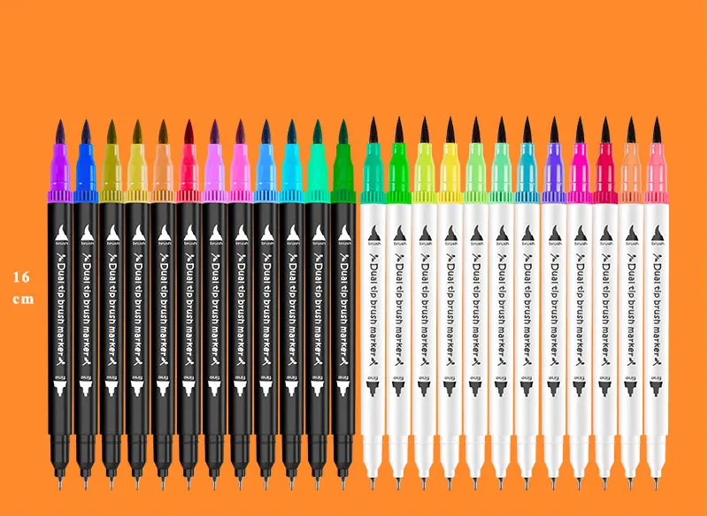 Dual Tip Brush Pens 100 Water Based Fineliner Drawing Painting Watercolor Brushpen School Supplies Art Marker Pens