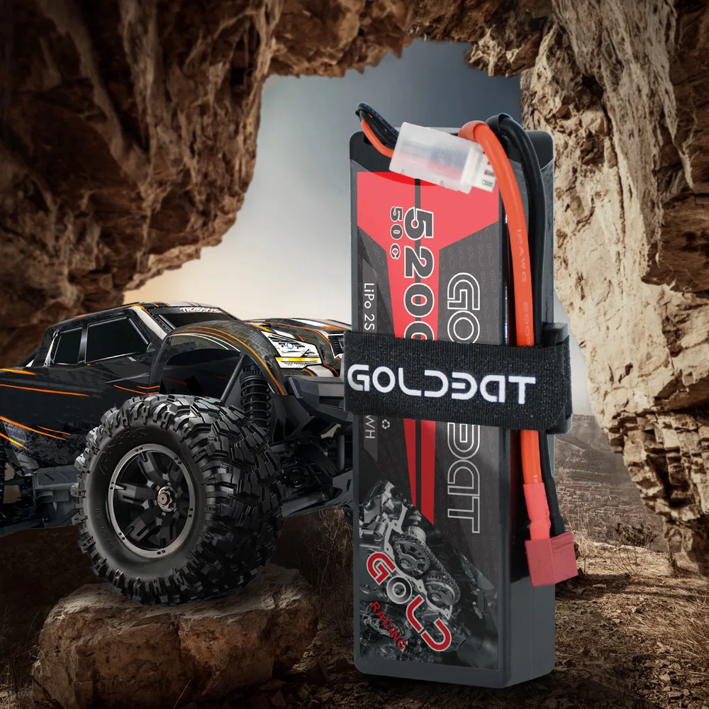 Billige 2 einheiten GOLDBAT 5200mAh Lipo Batterie 7,4 V 50C 2S LiPo RC Batterie mit Deans Stecker für RC evader BX Auto Lkw Truggy Buggy Helicopt