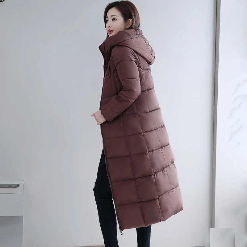 2019 зимняя женская куртка X-long с капюшоном с хлопковой подкладкой Женское пальто высокого качества теплая верхняя одежда женская s женское