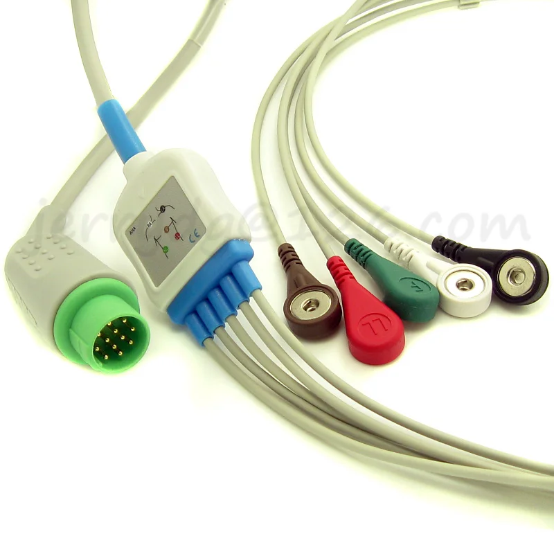 ECG кабель для Biolight монитор пациента M7000 M9500, 12 контактов 5 свинцовых оснастки AHA
