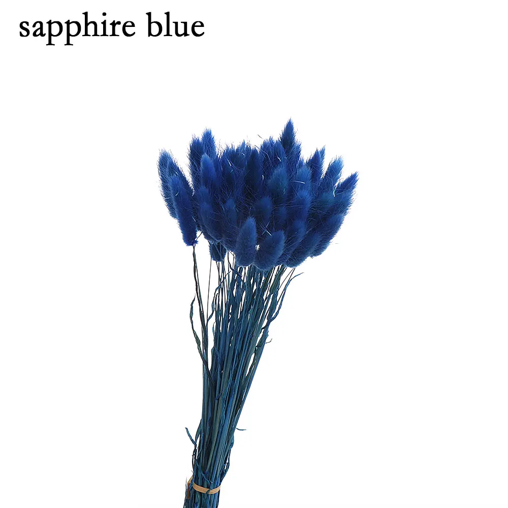 50 шт./Букет сушеных естественных цветов букеты красочные лагурус оватус букеты& Uraria picta& Кролик хвост трава букеты грозди - Цвет: sapphire blue