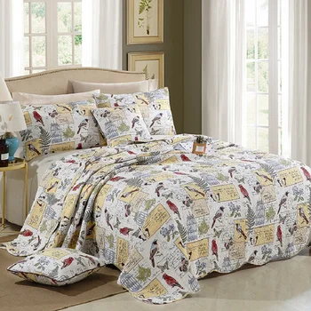 

Quality Printed Quilt Set 3PC Quilted bedding Wash cotton Quilts Bed Covers Aircondition Bedspread Pillowcase King Size Coverlet