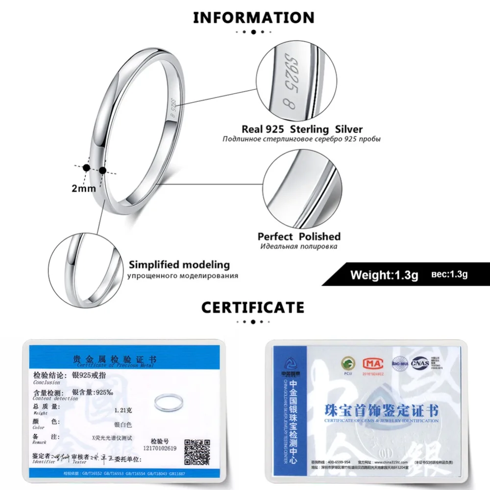 ORSA JEWELS 100% Real 925 Sterling Silver Rings for Women Simple 2019 Classic Wedding Ring Fashion Female Wholesale Jewelry SR74 3