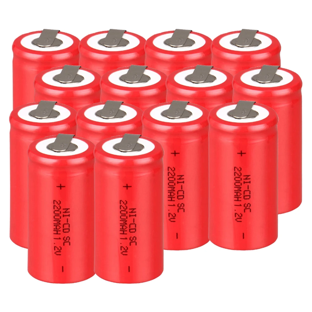 Самая низкая цена 14 шт аккумулятор SC 1 2 v батареи перезаряжаемые 2200 mAh nicd Батарея