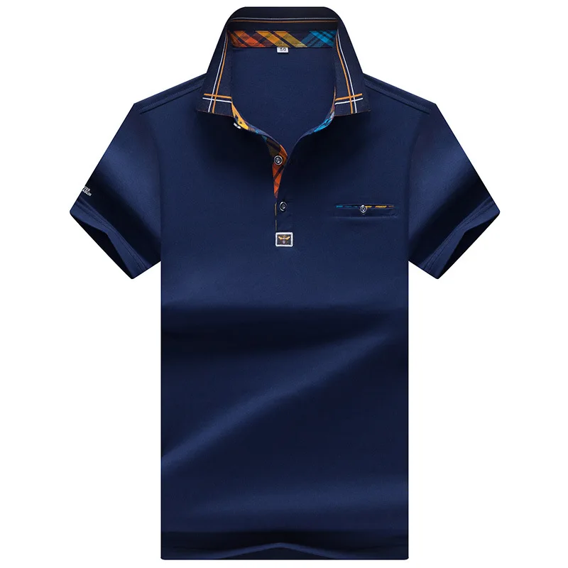 

2019 Summer Style Lapel T Shirt Men Business Casual Men's Short Sleeve Shirt Blue White Red High Quality Plus Size Cotton