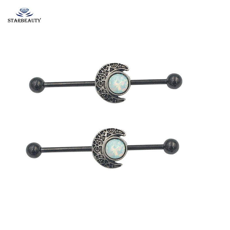 

1 Pc 1.6*38+5mm Stainless Steel Straight Bar Opal Industrial Piercings Ear Cartilage Earring Barbell Piercings Barbell Jewelry
