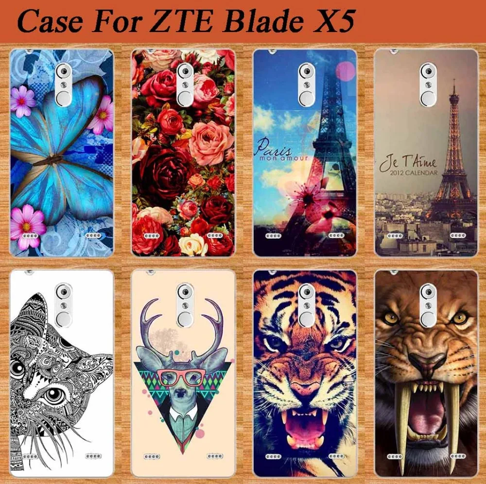 Чехол для телефона ZTE Blade X5 чехол-накладка с рисунком цветов совы кошек башен D3 |
