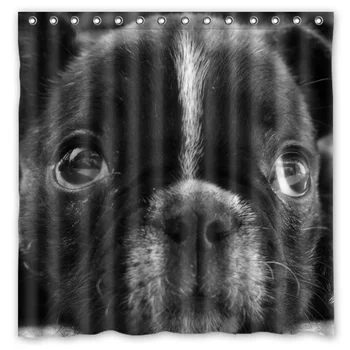 

[180*180cm]Custom French Bulldog Polyester Bathroom Shower Curtain Waterproof Fabric Bath Decorative Curtain with Hooks