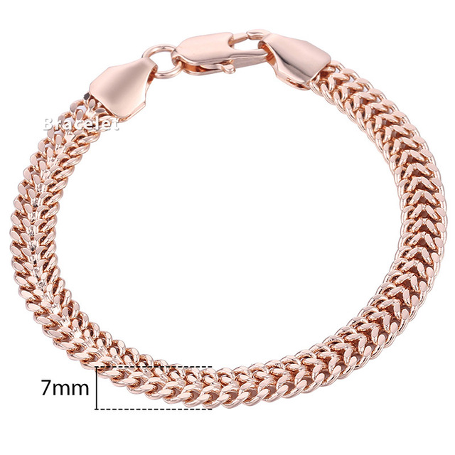 585 Rose Gold Bracelets Curb Snail Foxtail Venitian Link Hand Chain Friendship Jewelry Gifts for Women Girl 7-9inch