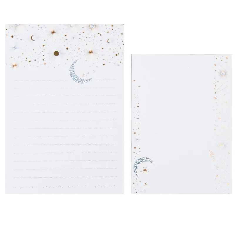Vintage Paper Letter Europe Type Bronzing Starry Moon Blessing Letter Envelope Writing Paper Office Stationery