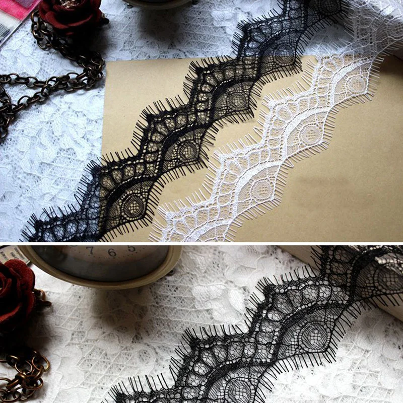 Buy 4.5cm Width Eyelash Lace Black or White Soft