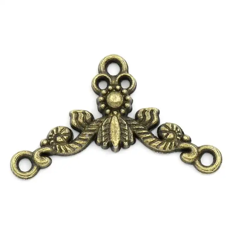 

Zinc metal alloy Connectors Findings Flower vine Antique Bronze Flower Pattern Color Plated 26mm x 15mm ,15 PCs